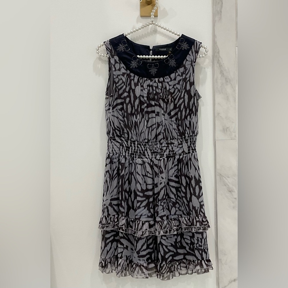 🔴Silky Gray & Navy Boutique Dress🔴
